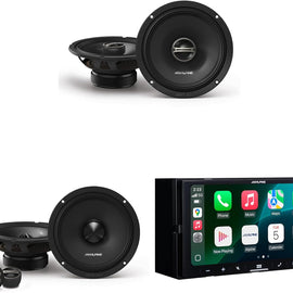 Alpine iLX-W770 Multimedia Receiver Wireless CarPlay & Android + DM-65C-G 6.5" Component & DM-65-G 6.5" Coaxial Bundle