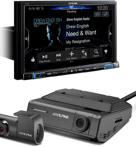 Alpine X308U Digital Media Navigation Receiver DVR-C320 Windshield Mount Dashcam