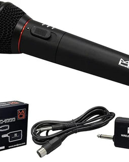 MR DJ MIC1000 Dual Function Wireless/Wired Black Handheld Microphone System