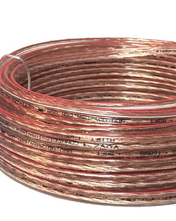 American Terminal 16 Gauge 50 Feet Speaker Wire Cable with Flex Clear PVC Sheathing Ideal for Home Theater Speakers, Marin, and Car Speakers Installation