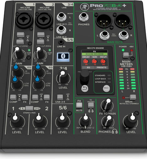 Mackie ProFX6v3+ Series 6-Channel Analog Mixer for Studio-Quality Recording and Live Streaming With Enhanced FX, USB Recording Modes and Bluetooth