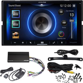 Alpine iLX-W670 7" Mechless Bluetooth Car Receiver Deck Deluxe Package with KTA-450 4-Channel Amplifier, Sirius XM SXV300 Tuner, and Backup Camera. Android Audio and iPhone Apple Car Play Integration