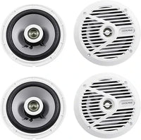 2 Alpine SPS-M601W 6.5” Coaxial 2-Way Marine Speaker with White Grilles