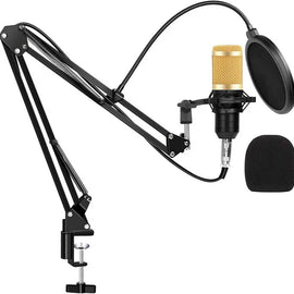 MR DJ CONDKIT5 Studio Condenser Microphone Arm Stand Pop Filter Foam Cap Kit Record Accessory