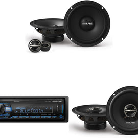 Alpine UTE-73BT  Media Receiver with Bluetooth w/EL-E65C-G 6.5" Component & EL-E65-G Coaxial Speaker Set