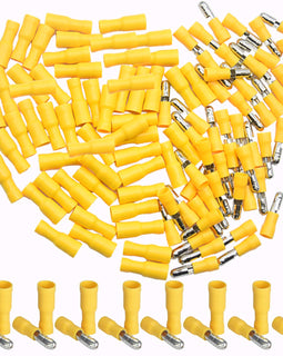 MK Audio 100Pcs 12-10 AWG of Yellow Insulated Female Male Bullet Connector Quick Splice Wire Terminals Wire Crimp Connectors