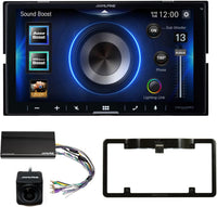 Alpine iLX-W670 Apple CarPlay, Android Auto & KTA-450 4-Ch Amplifier, Back up Camera and License Plate Fame