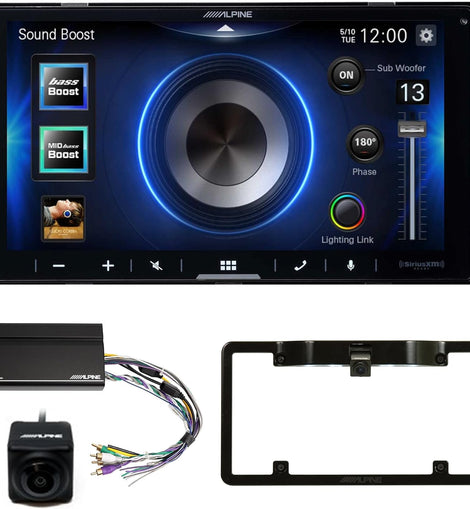 Alpine iLX-W670 Receiver with Apple CarPlay, Android Auto Includes KTA-450 4-Channel Amplifier, Back up Camera and License Plate Fame