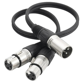 MR DJ CXMDXFY6 6" Single XLR Male to Dual XLR Female Microphone Y Splitter Cable