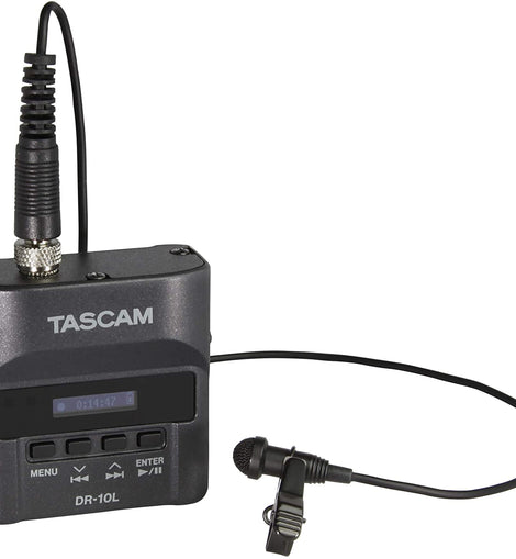 Tascam DR-10L Digital Audio Recorder with Lavalier Mic - Black