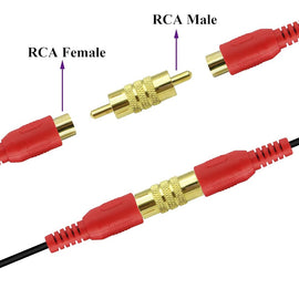 4 Male to Male Gold RCA cable Coupler Joiner Barrel Audio Video Connectors