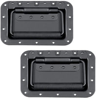 Absolute USA Set of 2 Spring Loaded Speaker Cabinet Handles - 5.5" x 3.9" Recessed Black Metal Plate with Rubberized Grip & Powerful Spring (1 Pair)
