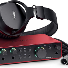 Focusrite Scarlett 2i2 Studio 4th Gen USB Audio Interface Bundle for the Songwriter with Condenser Microphone and Headphones for Recording, Streaming, and Podcasting