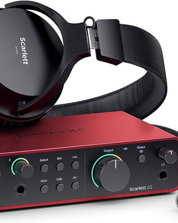 Focusrite Scarlett 2i2 Studio 4th Gen USB Audio Interface Boom Arm Mic Stand Desktop Mount Detachable Clip XLR Cable Microphone Pop Filter Cable Ties