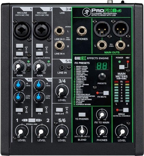 Mackie ProFX6v3 6-channel Mixer with USB and Effects