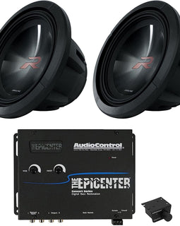 2 Alpine R2-W12D2 12" 750w RMS Car Subwoofers + AudioControl Bass Processor