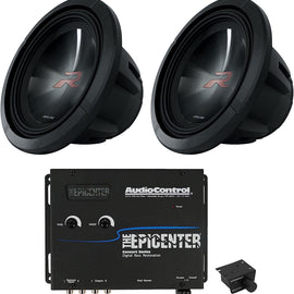 2 Alpine R2-W12D2 12" 750w RMS Car Subwoofers + AudioControl Bass Processor