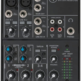 Mackie 402VLZ4 4-Channel High-Performance VLZ4 Series Phantom Powered Analog Mixing Station, 402VLZ4 with 2 Onyx Mic Preamps and 1 Stereo Channel