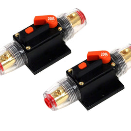 2 Absolute ICB200 200 Amp Circuit Breaker 4/8 AWG Inline Manual Reset Fuse Holder