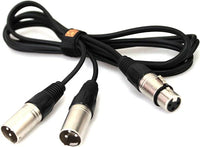 MR DJ CXFDXM3 3FT Single XLR Female to Dual XLR Male Microphone Splitter Cable