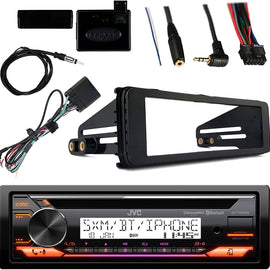 JVC Marine Radio Bluetooth Bundle with Dash Kit Handle Bar Control Antenna For 1998-13 Harley Davidson Motorcycle Touring Flht Flhx Flhtc