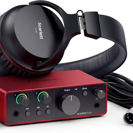 Focusrite Scarlett Solo Studio USB Audio Interface + Microphone + Headphones + XLR Cable + Stand + Shock Mount + Pop Filter