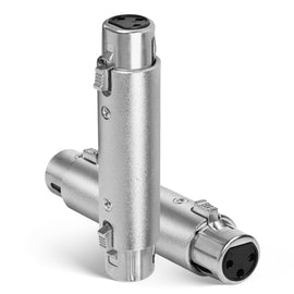 MR DJ AXLRFF-2 3-Pin XLR Female to 3-Pin XLR Female Audio Microphone Cable Extension Adapter Connector 2-Pack