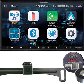 Alpine iLX-W670 7" Mech-Less Receiver Compatible with Apple CarPlay and Android Auto+Absolute CAM900 Universal Backup Camera License Plate Mount+Free Electrical Tape BT1700