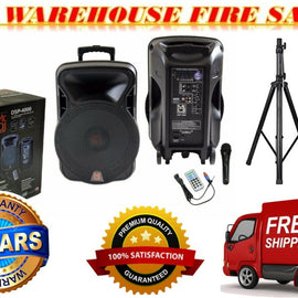 PRO 15" 4000W Bluetooth DSP FM Radio USB Portable PA DJ Speaker & Stand