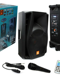 15" PA DJ Power Speaker with Built-In Bluetooth/Radio/EQ/LCD/MP3/USB/SD