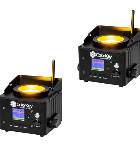 Colorkey CKU-7050, 2 Pack of AirPar COB QUAD Wireless Battery Powered Chip-on-Board Wash Light