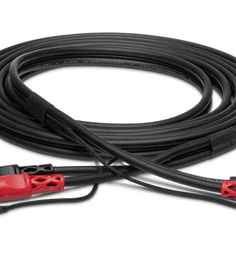 Hosa CRA-201DJ, Dual RCA to Dual Right Angle RCA with Ground Wire Stereo Interconnect Cable - 1 Meter