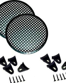 2 Absolute DJS10 Grill 10" Universal Metal Speaker Subwoofer Grill Mesh Cover Clips Screws Guard