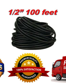 100 Ft 1/2" Split Wire Loom Conduit Polyethylene Tubing Black Sleeve Tube