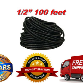 100 Ft 1/2" Split Wire Loom Conduit Polyethylene Tubing Black Sleeve Tube