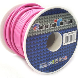 American Terminal ATPW16-100PI 16GA 100' Pink Primary Remote Power Ground Wire