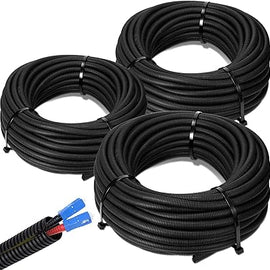 300 FT (100 Feet Each Roll) 1/4" & 3/8" & 1/2" Split Loom Wire Tubing Hose Cover Auto Home Marine