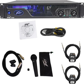 Peavey IPR2 7500 2-channel 7500W Lightweight Power Amplifier +PVI100XLR Mic+2 Speaker Cables