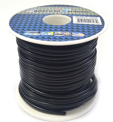 American Terminal ATPW16-100BK 16 Gauge Primary Wire, Black