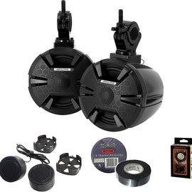 Alpine SPV-65-SXS 6-1/2" cage-Mount Speaker pods + Mobile Bracket, Tweeter TW600, Electrical Tape BT1700