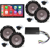 Alpine iLX-407 7-Inch Multimedia Receiver Apple Carplay and Android Auto w/ 2 Pairs Alpine SXE-1751S 6.5" Component Set & Power Pack