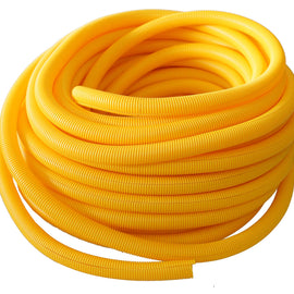 MR DJ DSLT14YL 100' 1/4" 6.35mm Yellow Split Wire Loom Conduit Tubing Sleeve Tube