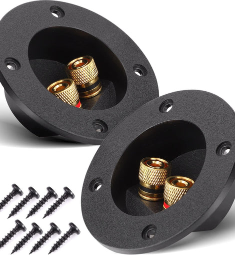 American Terminal 2PCS 3 Inch Round 2-Way Speaker Box Terminal Cup Binding Post Subwoofer Box Speaker Terminal for DIY Home Car Stereo Speaker Subwoofer