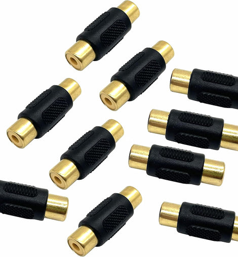 10 Pack Female to Female Gold RCA cable cord Coupler Joiner barrel Connectors