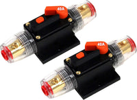 2 Absolute ICB40 40 Amp Circuit Breaker 4/8 AWG Inline Manual Reset Fuse Holder