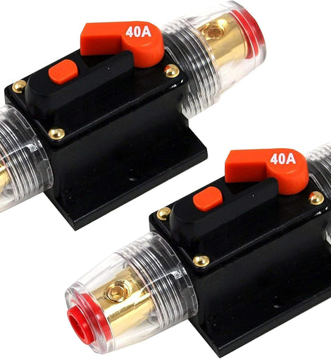 2 Absolute ICB40 40 Amp Circuit Breaker 4/8 AWG Inline Manual Reset Fuse Holder
