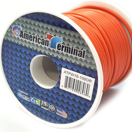 American Terminal ATPW16-100OR 16GA 100' Orange Primary Remote Power Ground Wire