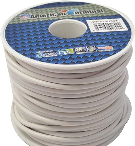 American Terminal ATPW16-100W 16GA 100' White Primary Remote Power Ground Wire