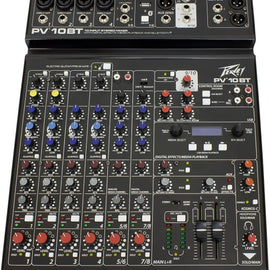 Peavey PV 10 BT 10 Channel Compact Mixing Mixer Console with Bluetooth +6 Samson Mics