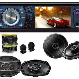 Absolute DMR-380 3.5" In-Dash Single Din Receiver & Pioneer TS-G1645R 6.5" TS-A6966R 6x9" Speakers & TW600 Tweeter